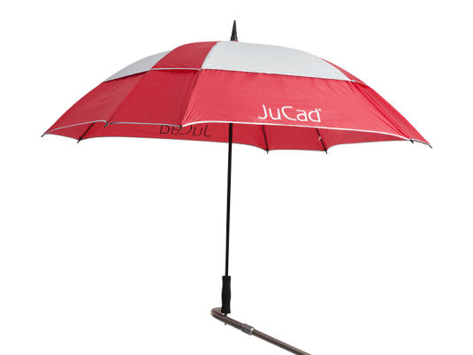 Jucad Teleskopschirm Windproof Rot-Silber